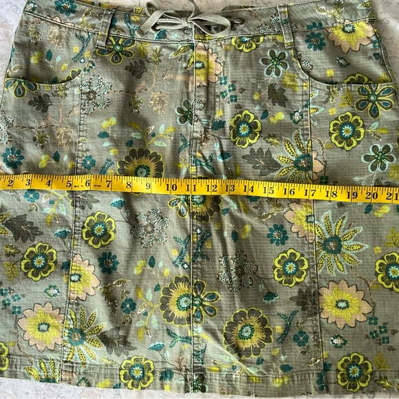 Christopher & Banks Green and Yellow Mini Pencil Skirt with Tie Front - Picture 5 of 9